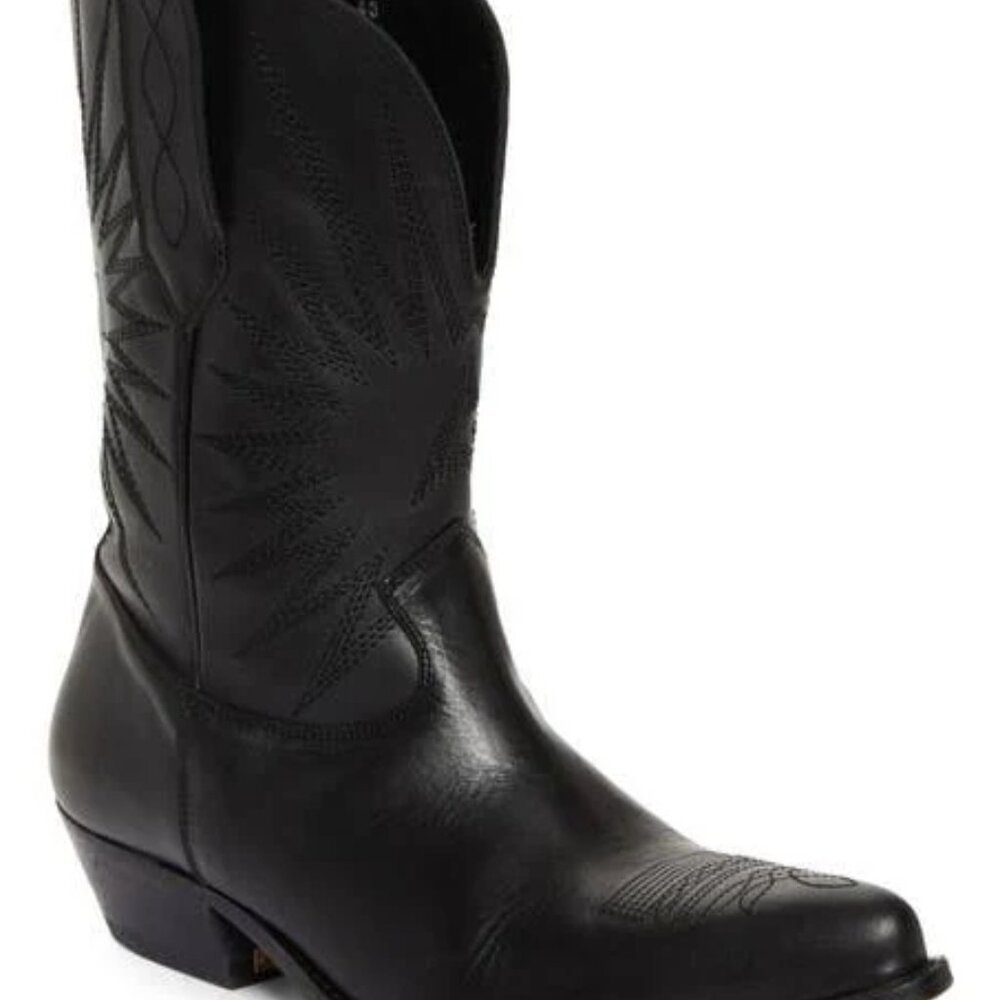 Golden Goose Low Wish Star Leather Cowboy Boots (ALL BLACK) US10/EU40
